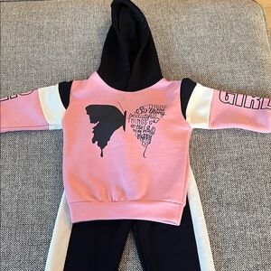 Pink Butterfly Hoodie Jogger Set for Baby Girl 12-24 M